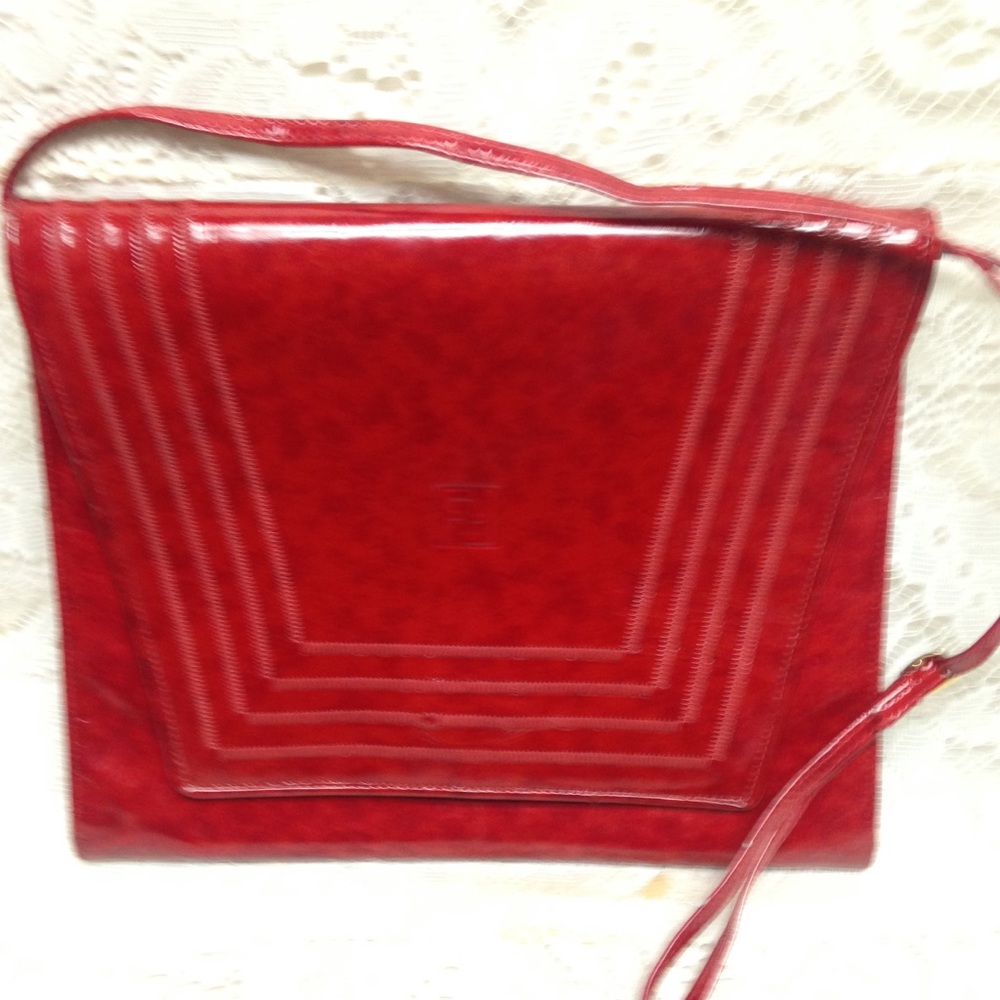 Fendi Red Patent Leather Clutch-Crossbody